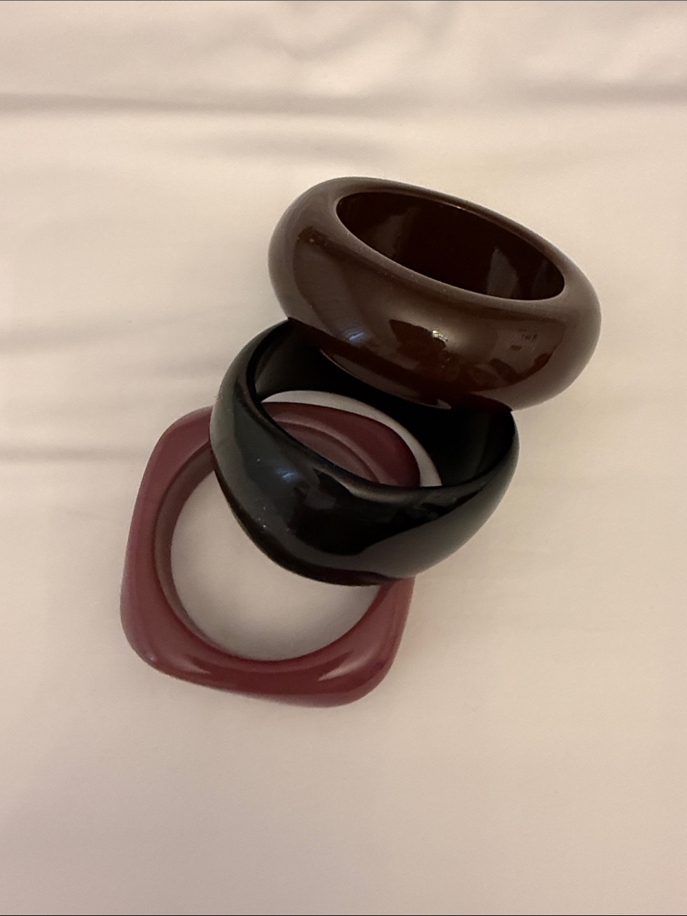 Zara Resin Bangle Trio - Brown, Black, Mauve